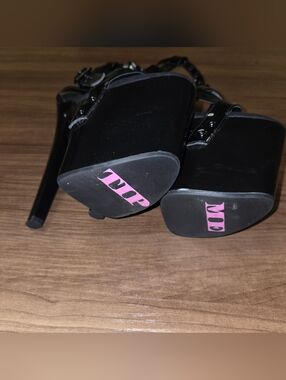 XTRA Black Patent 8” Platform Heels Exotic Dancer Shoes Sz 6